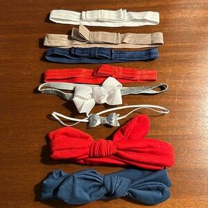 🎀 Baby girl Hairbands bundle 8 red white blue silver headband accessories girl